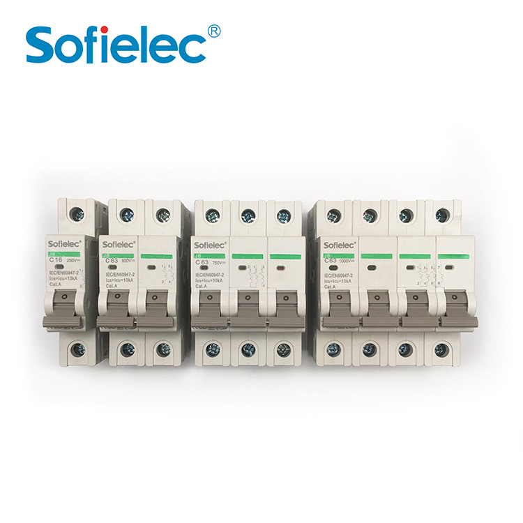 10KA DC series MCB non-polarized, 1P,2P,3P,4P up to 63Amp, SAA,TUV,CB approved. PV SOLAR busbar