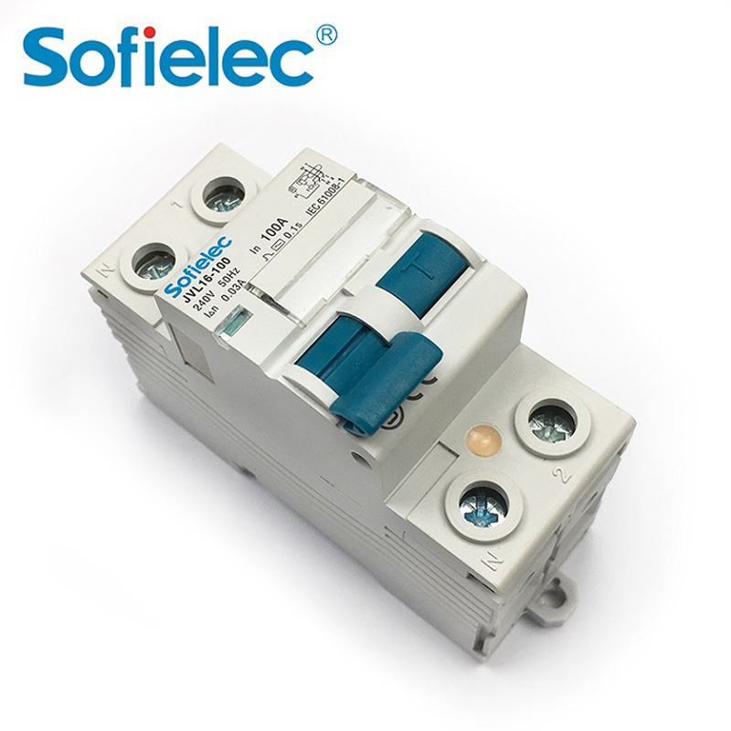 Disyuntor diferencial automático de 2 polos JVL16-100 de 10 kA