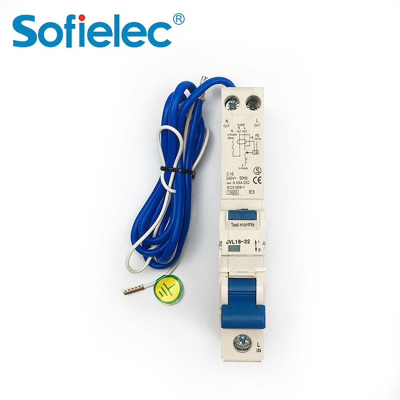 Disyuntor RCBO de módulo único 1P+N JVL16-32 de 10 kA