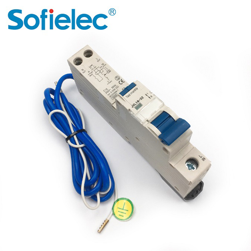 Disyuntor RCBO de módulo único 1P+N JVL16-32 de 10 kA