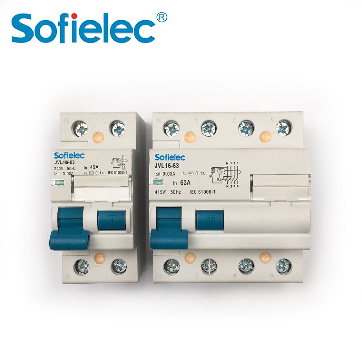 10kA JVL16-63 63A Rated current residual current rccb circuit breaker