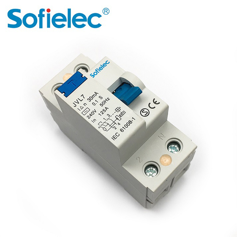 Interruptor diferencial magnético Sofielec JVL7 de 6 kA y 240 V, 100 A y 125 A, 2P y 4P, SEMKO, CB, homologación CE, tipo A, CA.