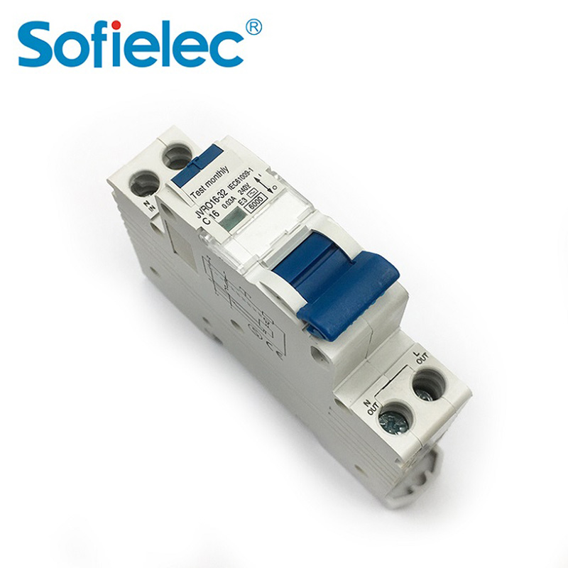 Disyuntor RCBO monofásico eléctrico mini de 30 mA