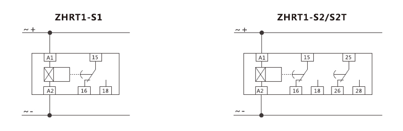 Diagrama de cableado: ZHRT1-S1, ZHRT1-S2/S2T