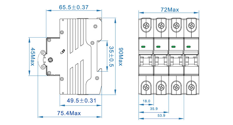 Tamaños de interruptores MCB